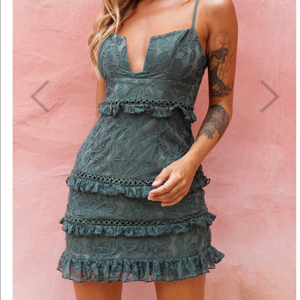 Green lace dress